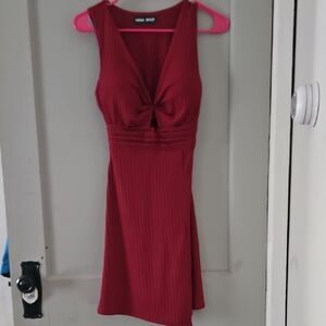 H&M Red Sheath Mini Dress V-Neck Sleeveless